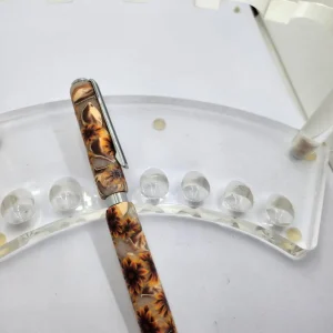 Art Deco Twist Pen in Antique Silver. Flowers designed Pen, Hand turned pen, Handmade