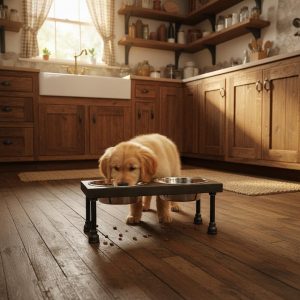 Industrial Inspired Raised Dog Bowl Feeder