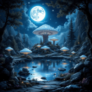 Mystical Mushroom Landscape Collection - 3 Digital Wall Art Prints - Instant Download