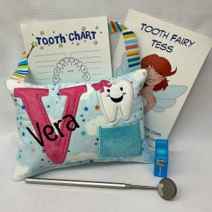 Name & Initial Tooth Fairy Pillow by Tooth Fairy Tess- Personalized
