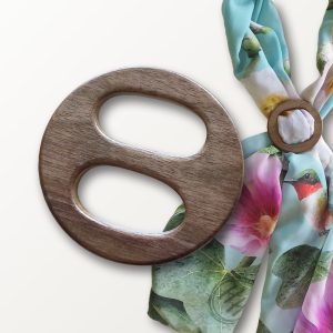 Grey Beige Wood Scarf Ring