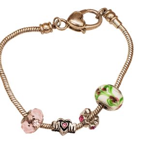 Celebrate Mom: Chunky Silver Bracelet with Pink Crystals