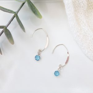 Handmade Sterling Silver Aquamarine Dangle Earrings — March Birthstone