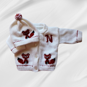 Fox Baby Sweater, Handmade Knitted Baby Sweater, Personalized Baby Sweater