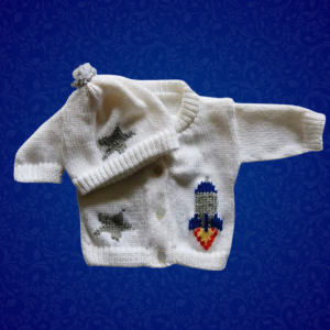 Rocket Baby Sweater, Handmade Knitted Baby Sweater, Personalized Baby Sweater