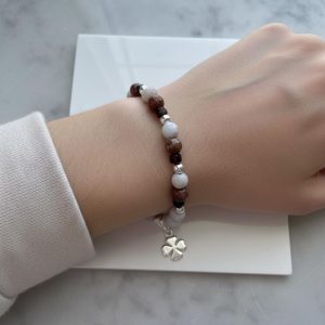 Ocean Jasper & Sterling Silver Clover Leaf Bracelet