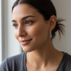 Sterling Silver Crystal Dangle Earrings — April Birthstone