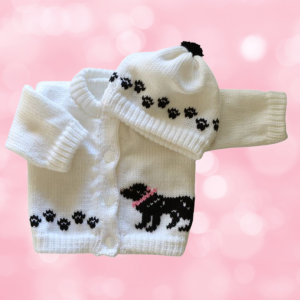 Black Lab Retreiver Baby Sweater, Handmade Knitted Baby Sweater, Personalized Baby Sweater