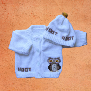 Owl Baby Sweater, Handmade Knitted Baby Sweater, Personalized Baby Sweater
