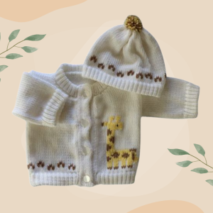 Giraffe Baby Sweater, Handmade Knitted Baby Sweater, Personalized Baby Sweater