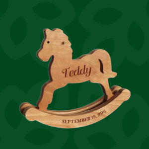 Personalized Wooden Rocking Horse, Nursery Decor, Baby Birth Stats