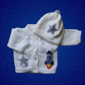 Rocket Baby Sweater, Handmade Knitted Baby Sweater, Personalized Baby Sweater