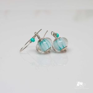 Blue Striped Glass Earrings