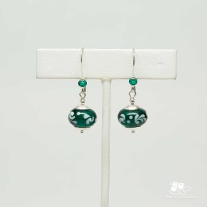 Emerald Green Glass Bead Earrings
