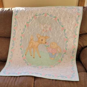 Pastel Fawn and Bunny Crib Quilt