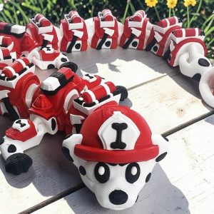 Firefighter Dalmatian Dragon – Articulated 3D Printed Fidget Dragon | 43cm Flexi Fire Pup