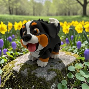 🐶 Flexi Bernese Mountain Dog Puppy – Articulated 3D Printed Dog Figure | Poseable Bernese Puppy Collectible