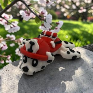 Firefighter Dalmatian Turtle – 3D Printed Articulated Turtle | Cute Firehouse Collectible | 10cm