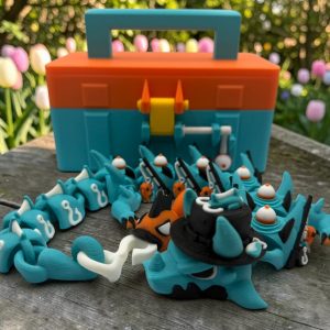 Fisherman Dragon with Tackle Box – Articulated 3D Printed Flexi Dragon | 41cm Collectible Dragon & Storage Case