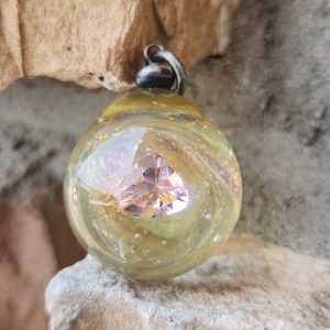 Rose Melody - Glass Pendant, Fantasy Necklace